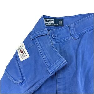 VINTAGE Polo Ralph Lauren Mens Y2K Cargo Shorts 34 Blue Polo 67 Chino Flat Front